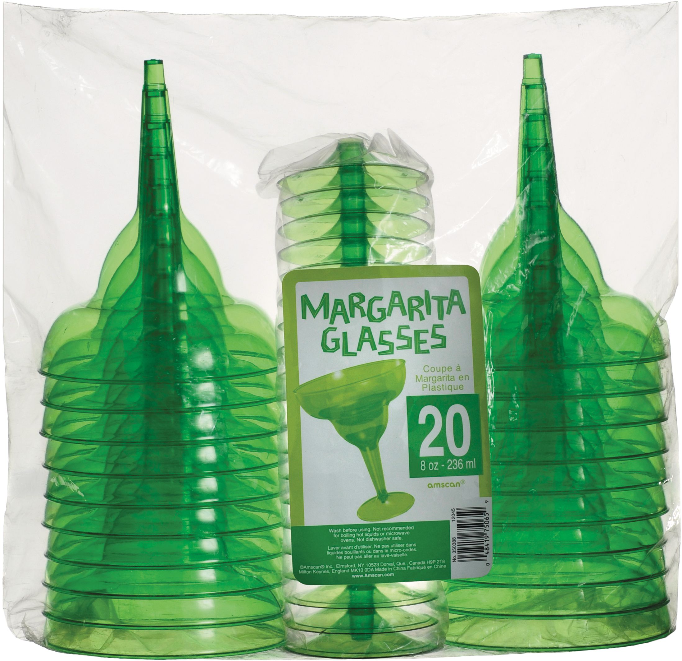 Bright Pink Disposable Margarita Glasses - 20ct