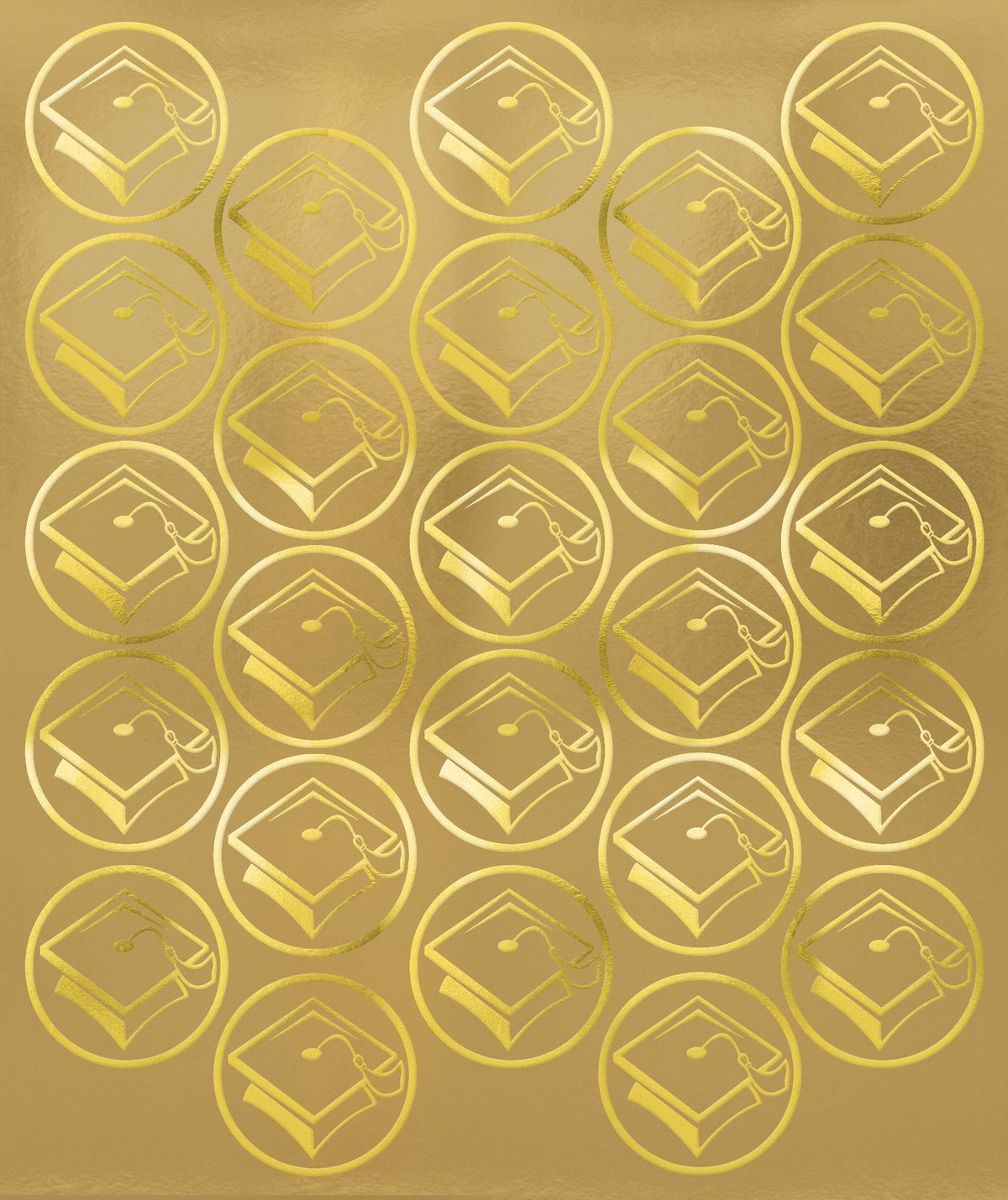 Gold Graduation Cap Sticker Seals - Pack of 50