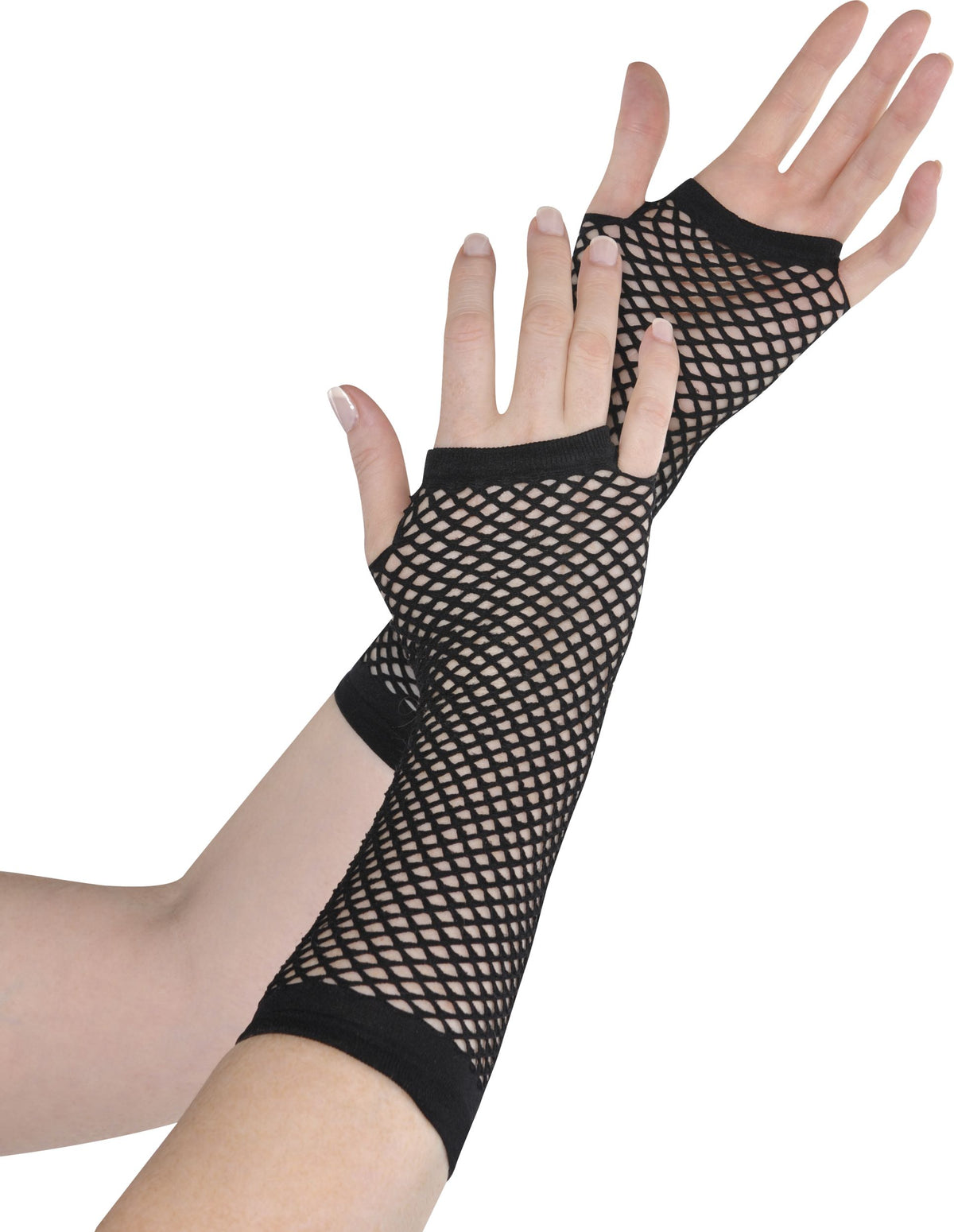 Black Long Fingerless Fishnet Gloves - 80s Punk Costume Accessory