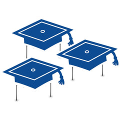 Graduation Cap Yard Stakes - Blue