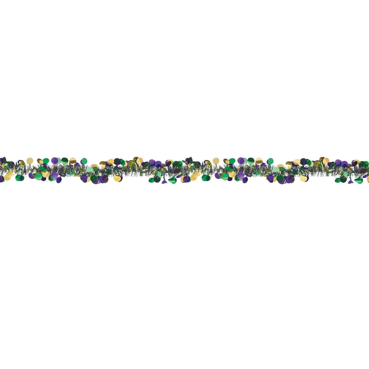 Mardi Gras Tinsel Garland in Purple, Green, and Gold