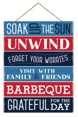 Patriotic Backyard Rules MDF Easel Sign