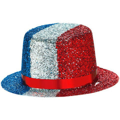 Mini Glitter Hat - Red, White & Blue