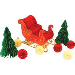 Christmas Sleigh Honeycomb Centerpiece Decorating Kit