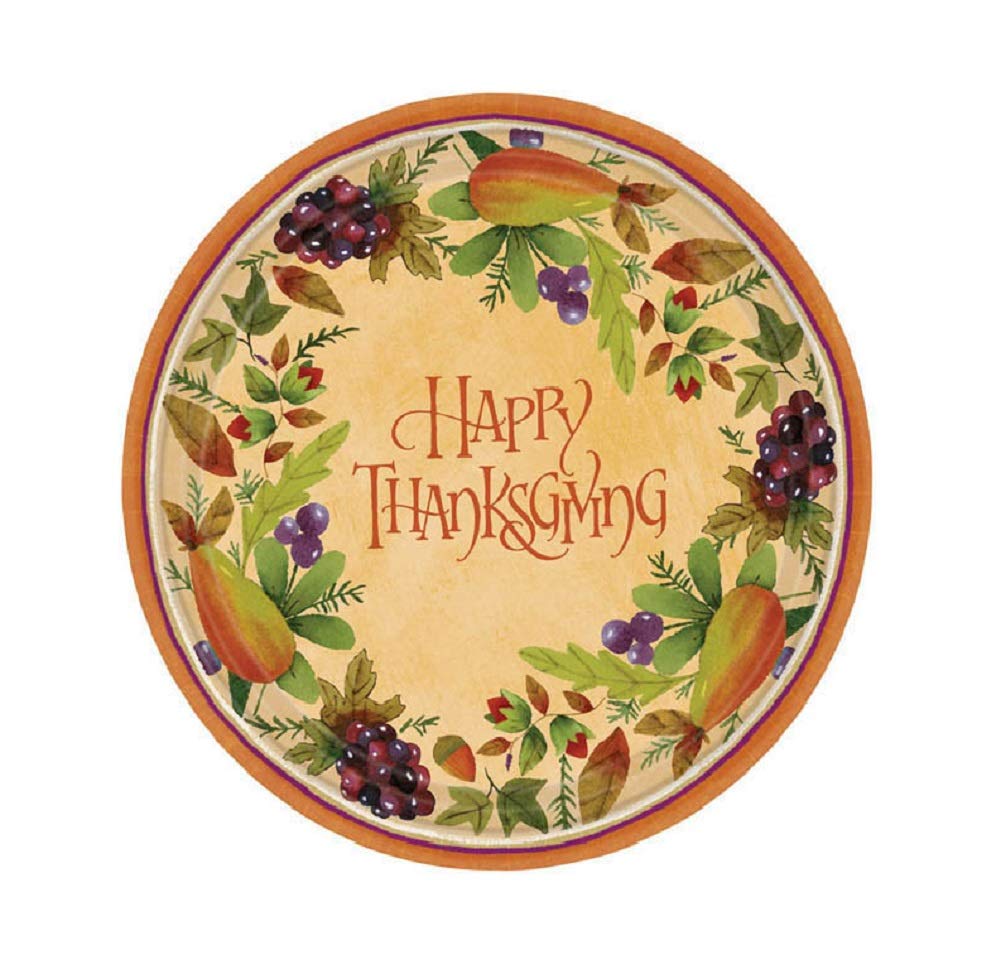 Thanksgiving Medley 7" Round Paper Plates