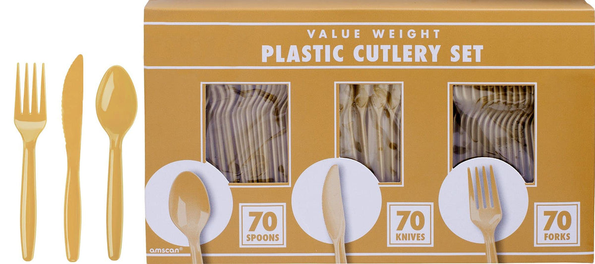 Elegant Gold Heavyweight Plastic Cutlery Set
