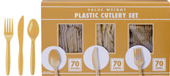 Elegant Gold Heavyweight Plastic Cutlery Set