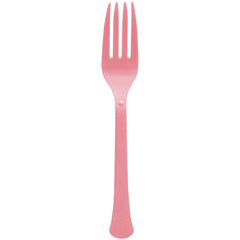 New Pink Plastic Forks - Solid Color Party Cutlery