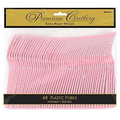 New Pink Plastic Forks - Solid Color Party Cutlery