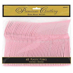 New Pink Plastic Forks - Solid Color Party Cutlery