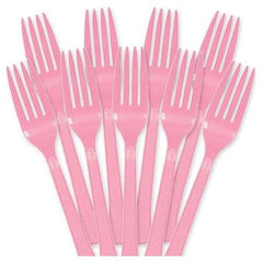 New Pink Plastic Forks - Solid Color Party Cutlery
