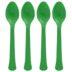 Festive Green Plastic Spoons - Solid Colors Collection