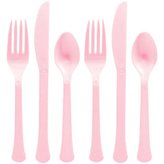 New Pink Plastic Cutlery Set - Assorted