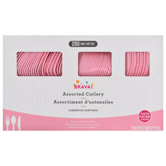 New Pink Plastic Cutlery Set - Assorted