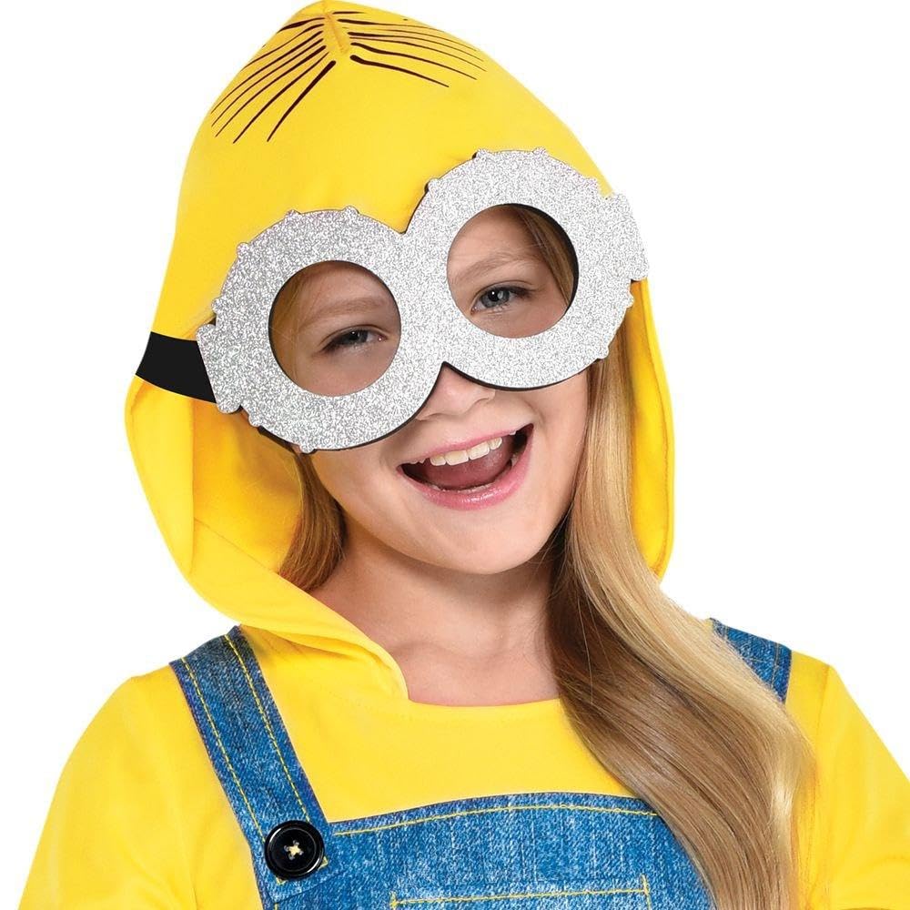 Amscan Despicable Me Minion Halloween Costume, Yellow/Blue Jumpsuit with Overall Shorts Hood & Gloves, Toddler/Kids, Assorted Sizes