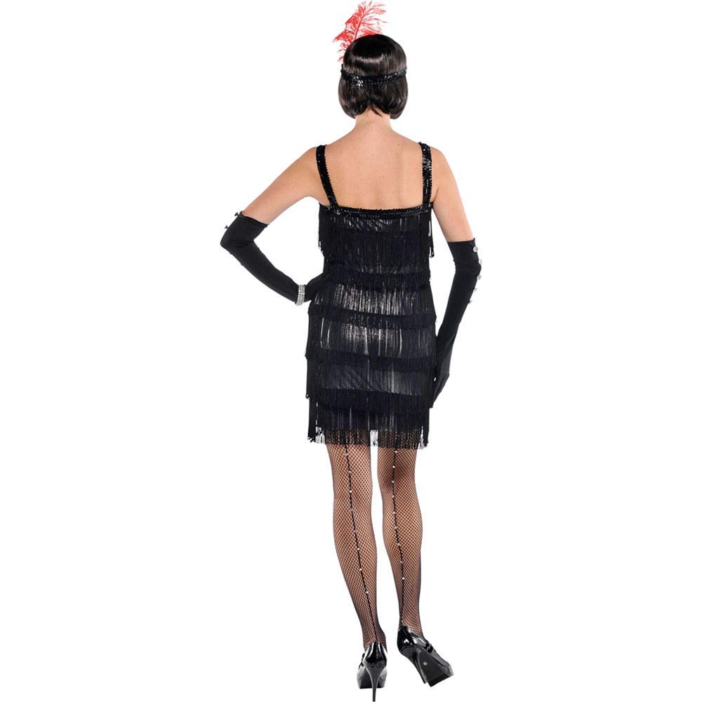 Women's Flashy Flapper Black Fringe Dress Costume