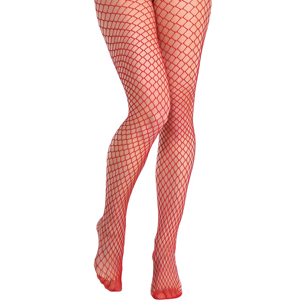 Enchanting Red Diamond Net Stockings - One Size