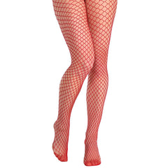 Enchanting Red Diamond Net Stockings - One Size
