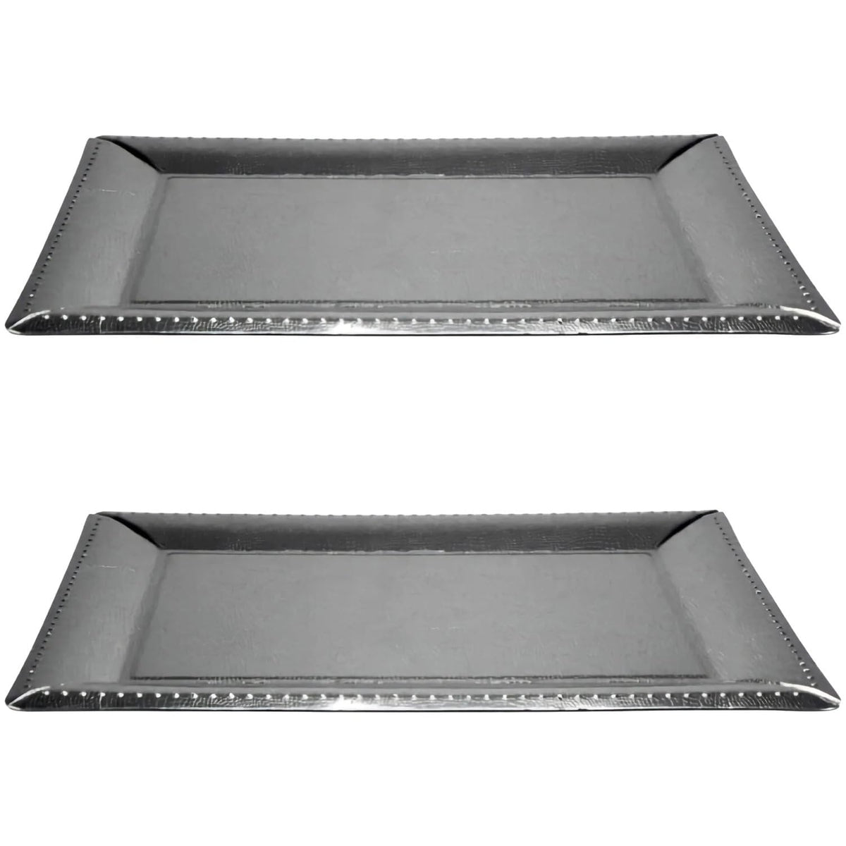 Silver Serving Trays - Set of 2, 16-Inch
