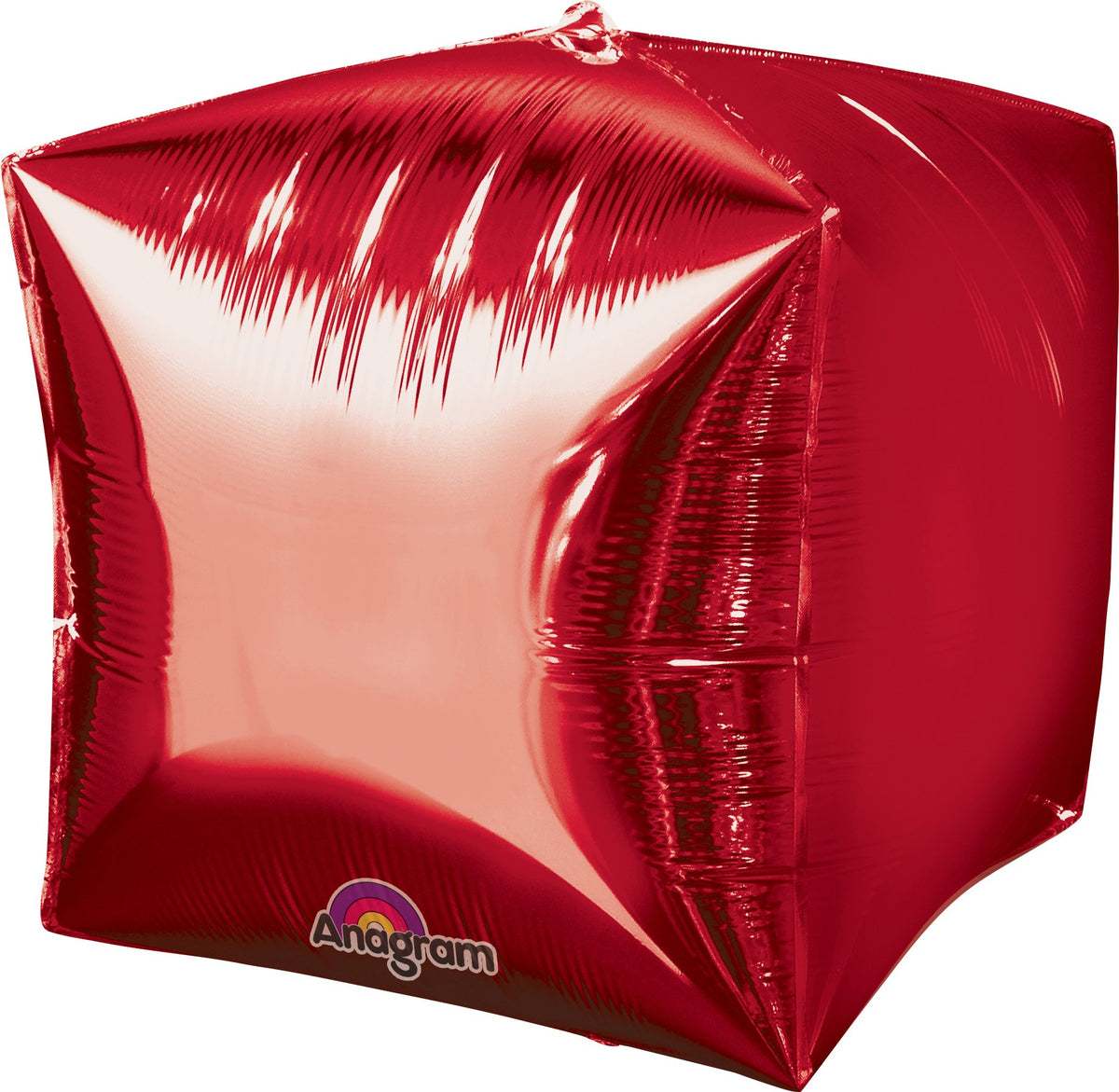15-Inch Red Geometric Foil Cube Balloon
