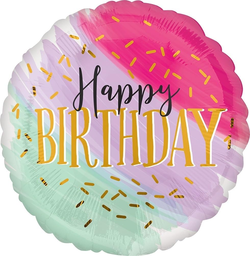 Vibrant Watercolor Birthday Foil Balloon - 18 Inch
