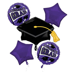True To Your School Graduation Foil Balloon Bouquet - Purple