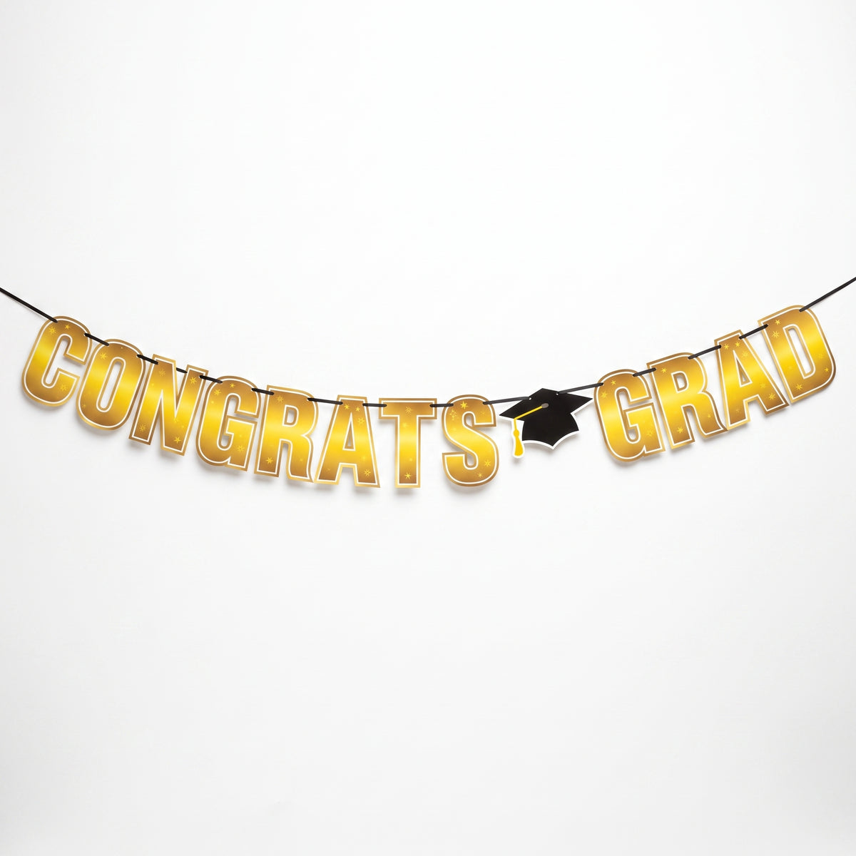 "Congrats Grad" Yellow Letter Banner Decoration for Graduation