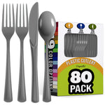 Heavyweight Assorted Medium Cutlery Set - Solid Colors - 7.5 in.