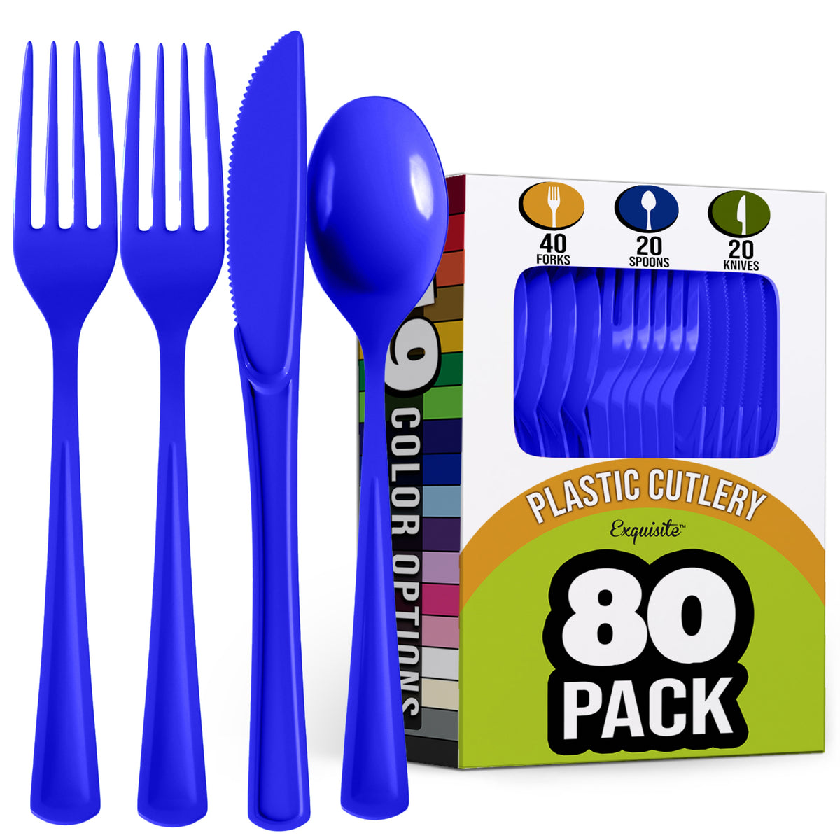 Royal Blue Heavyweight Plastic Cutlery Assortment