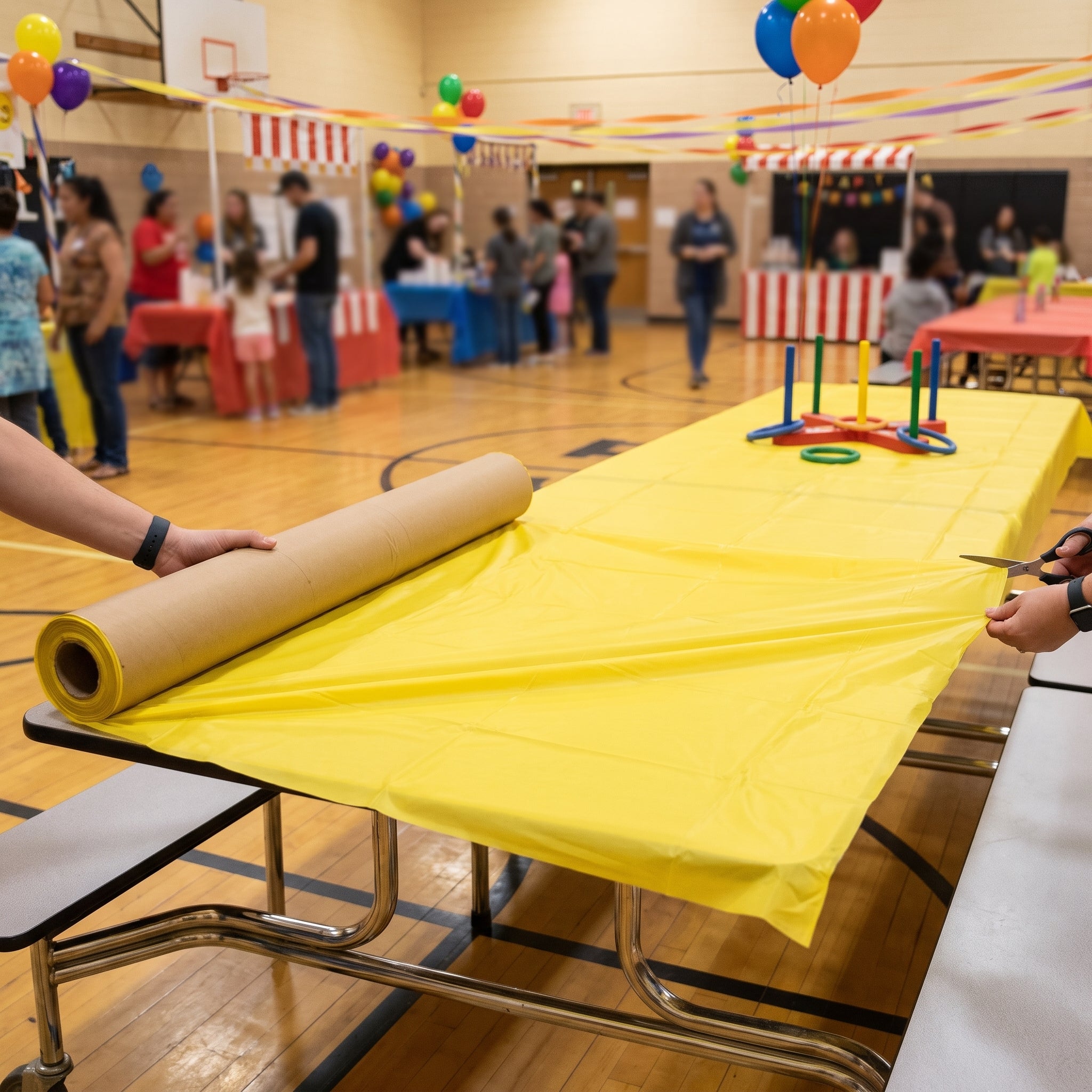 Vibrant Yellow Plastic Table Cover Roll - 40" x 100'