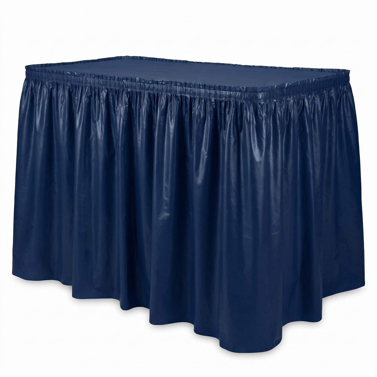 True Navy Plastic Table Skirt - 168" x 29"