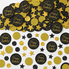 Elegant Black & Gold Birthday Confetti Decoration