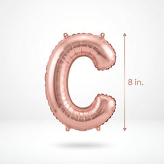 Rose Gold Foil Script Letter 'C' Balloon - 8-Inch Air-Filled Decoration