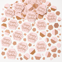 Blush Pink "Happy Birthday" Hexagon Confetti Decoration, 2.5 oz