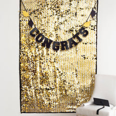 Class 101 - Grad Paillette Backdrop Set, Black/Silver/Gold