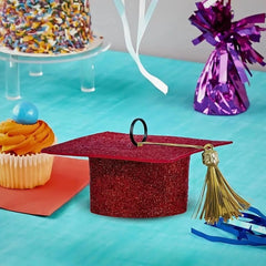 Class 101 - Graduation Felt Cap Balloon Weight - Red