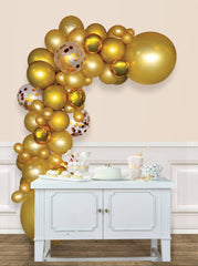 Class 101 - Round Transparent Confetti Latex Balloon Garland Arch Kit, Gold/Silver/White, for Wedding/Birthday Party
