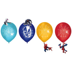 Little Gym - Disney Marvel Spider-Man Venom Round Latex Balloon Decorating Kit, Blue/Yellow/Red, 12-in, for Birthday Party- 6 Ct.
