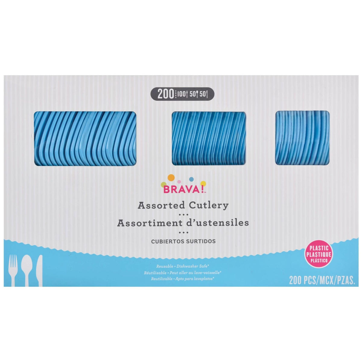 Little Gym - Caribbean Blue Assorted Plastic Cutlery Set -  200 Ct.