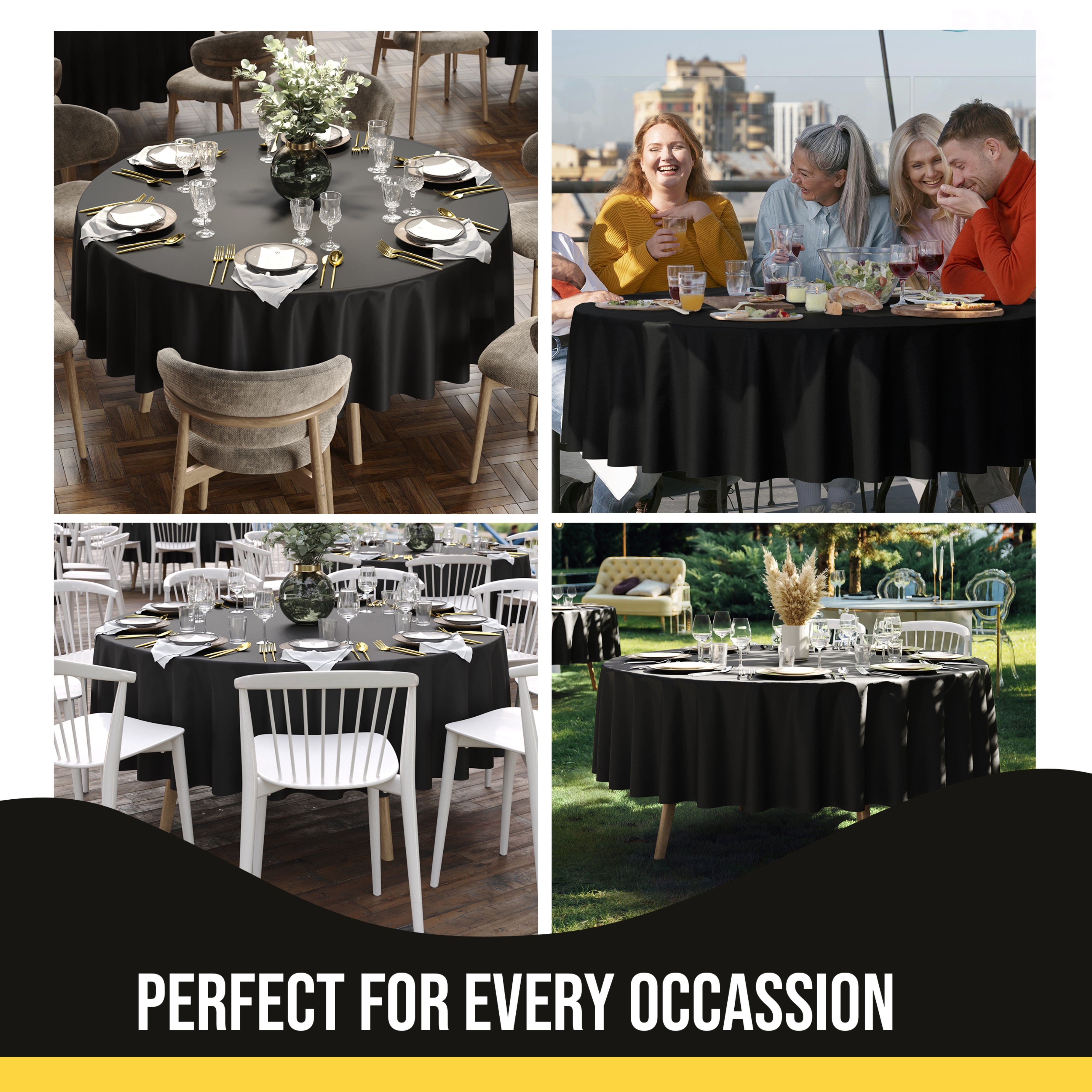 12pack Premium 90" Round Black Table Cover