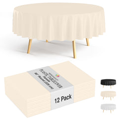 12pack Premium 90" Round Ivory Table Cover