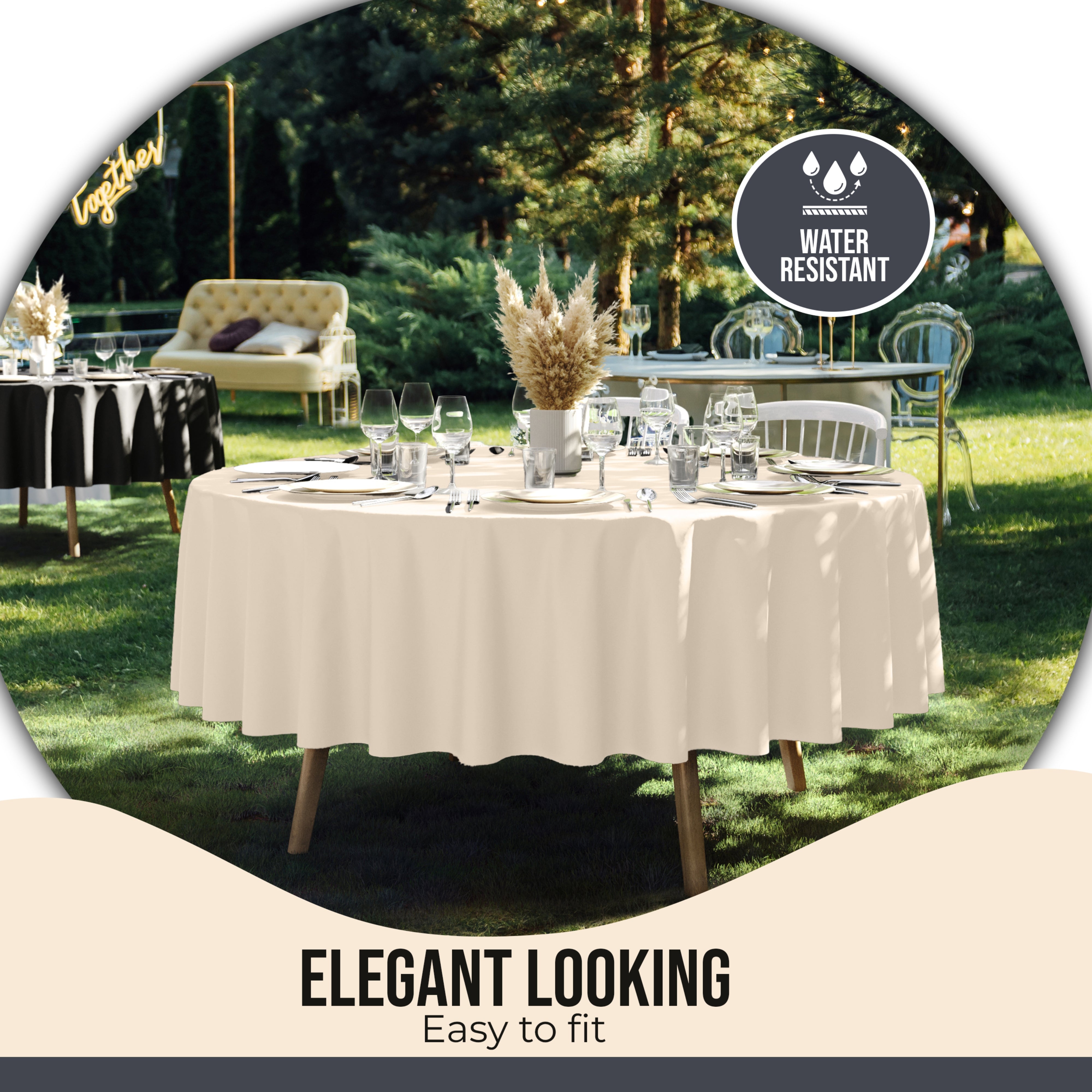 12pack Premium 90" Round Ivory Table Cover
