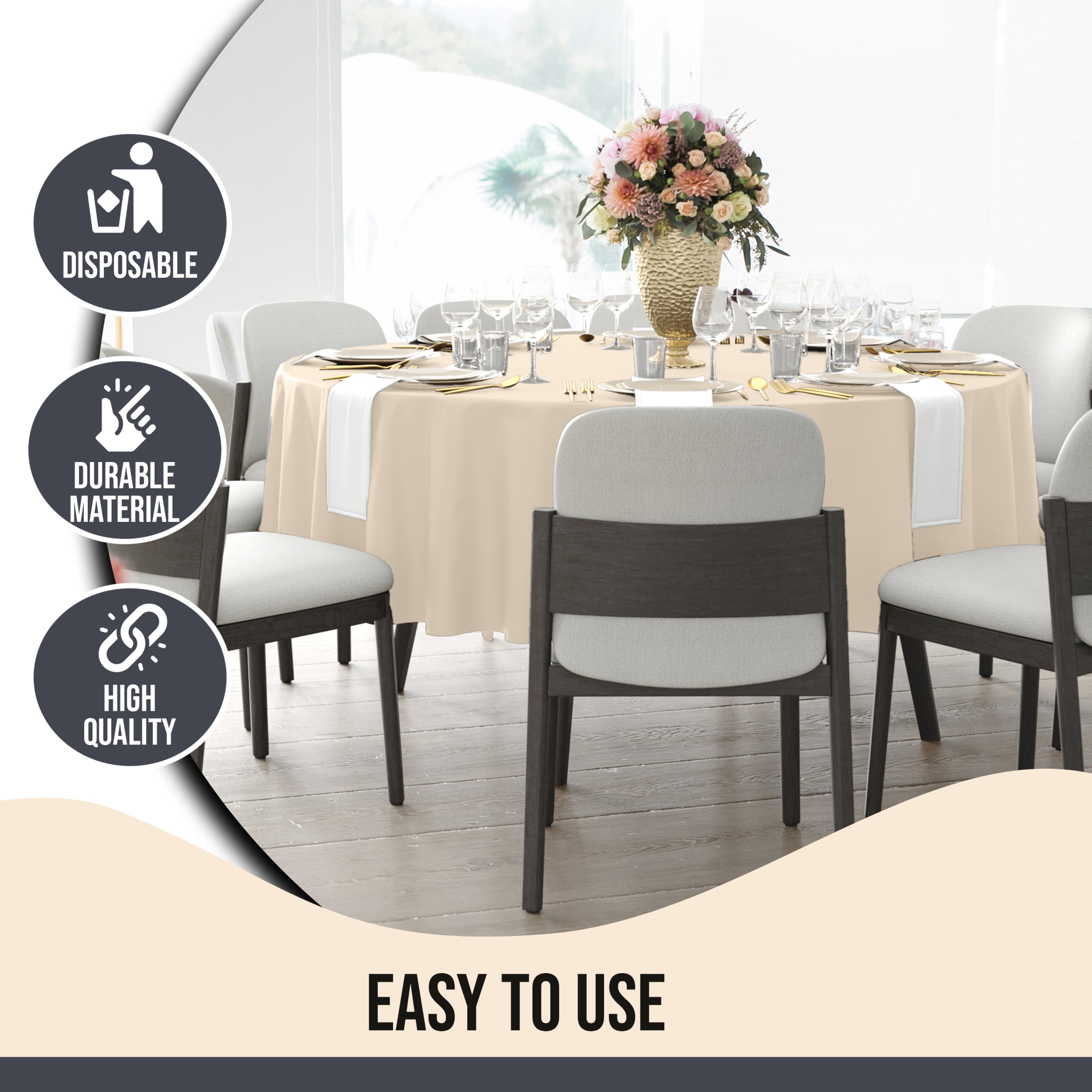 12pack Premium 90" Round Ivory Table Cover