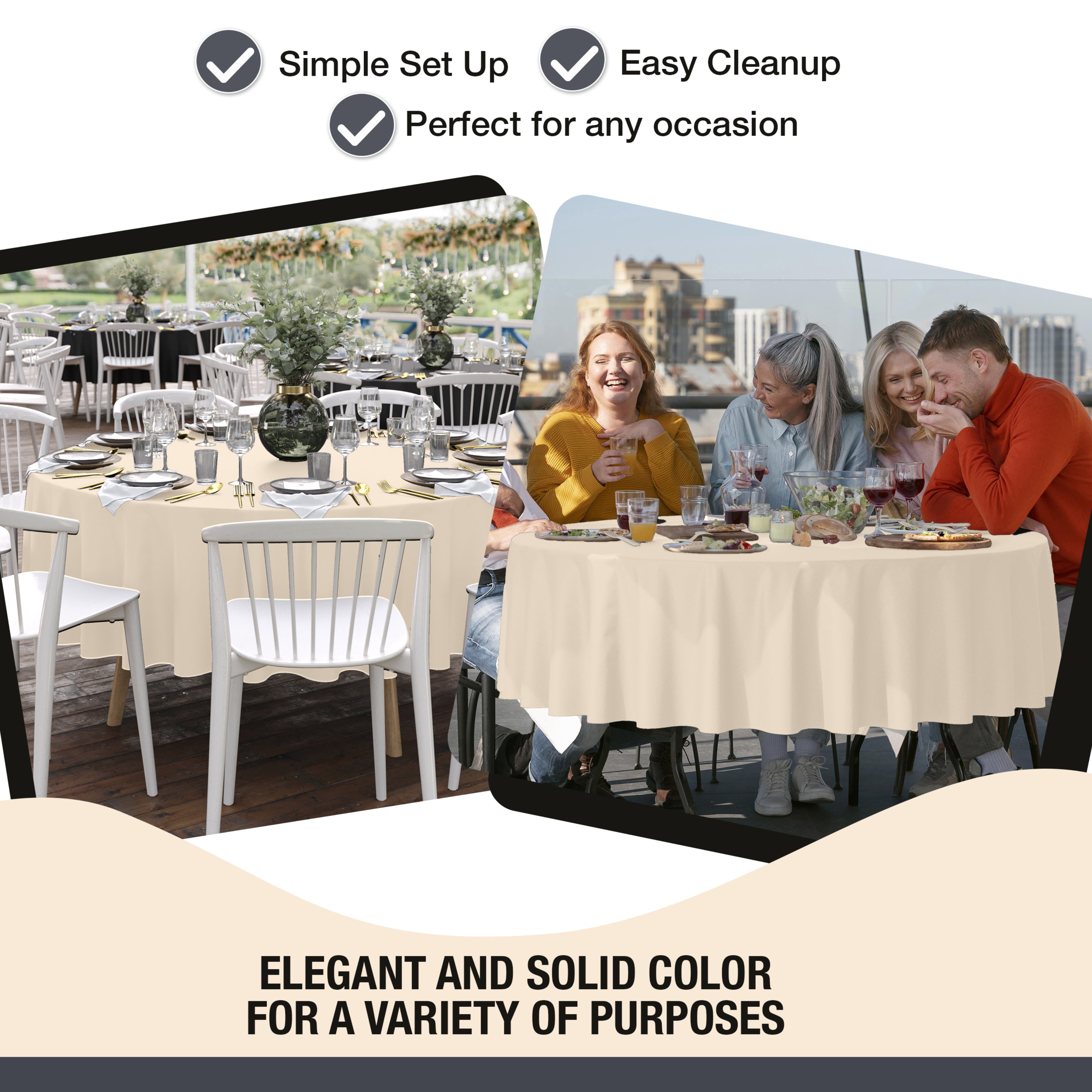 12pack Premium 90" Round Ivory Table Cover