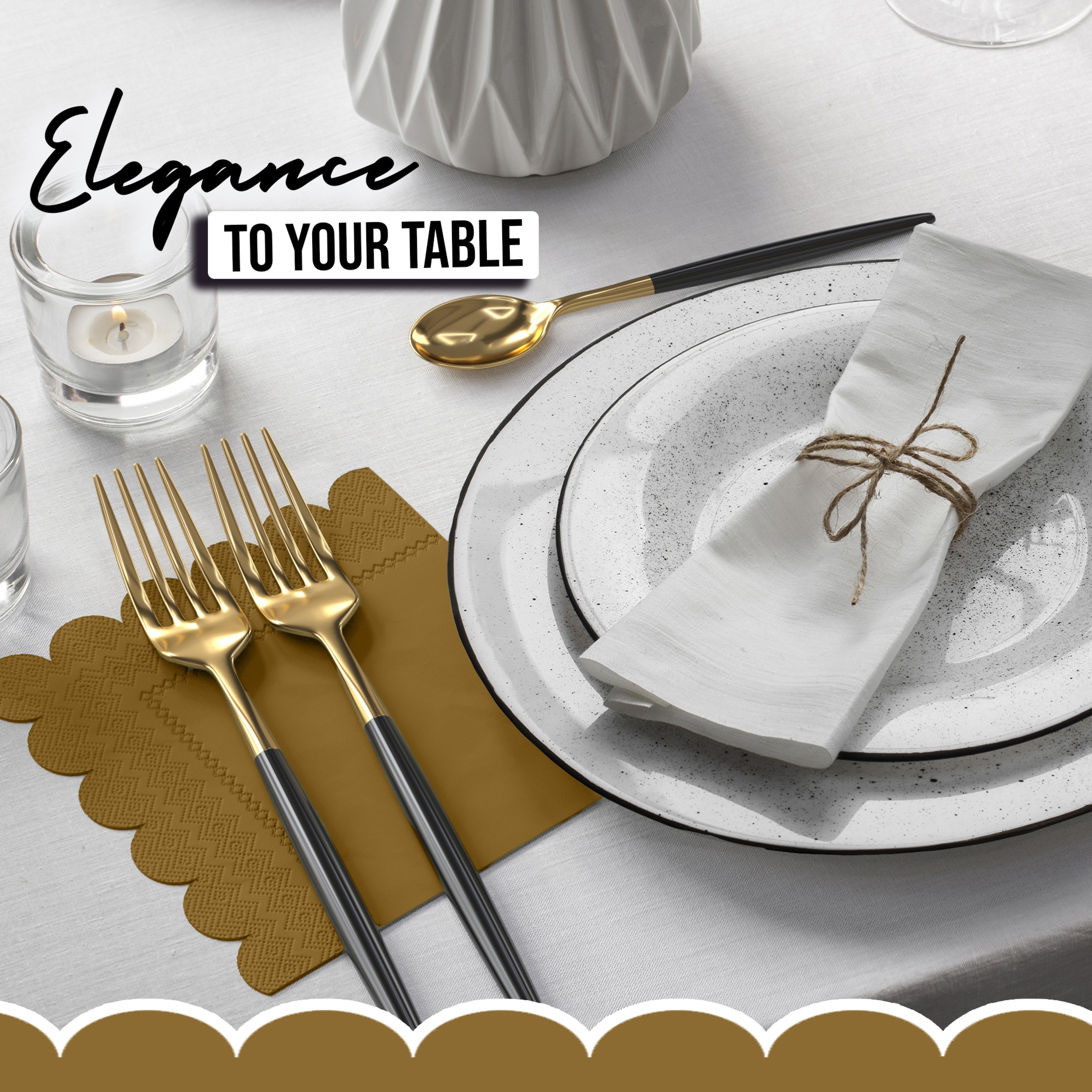 Gold Scallop Beverage Napkins - 50 Ct.