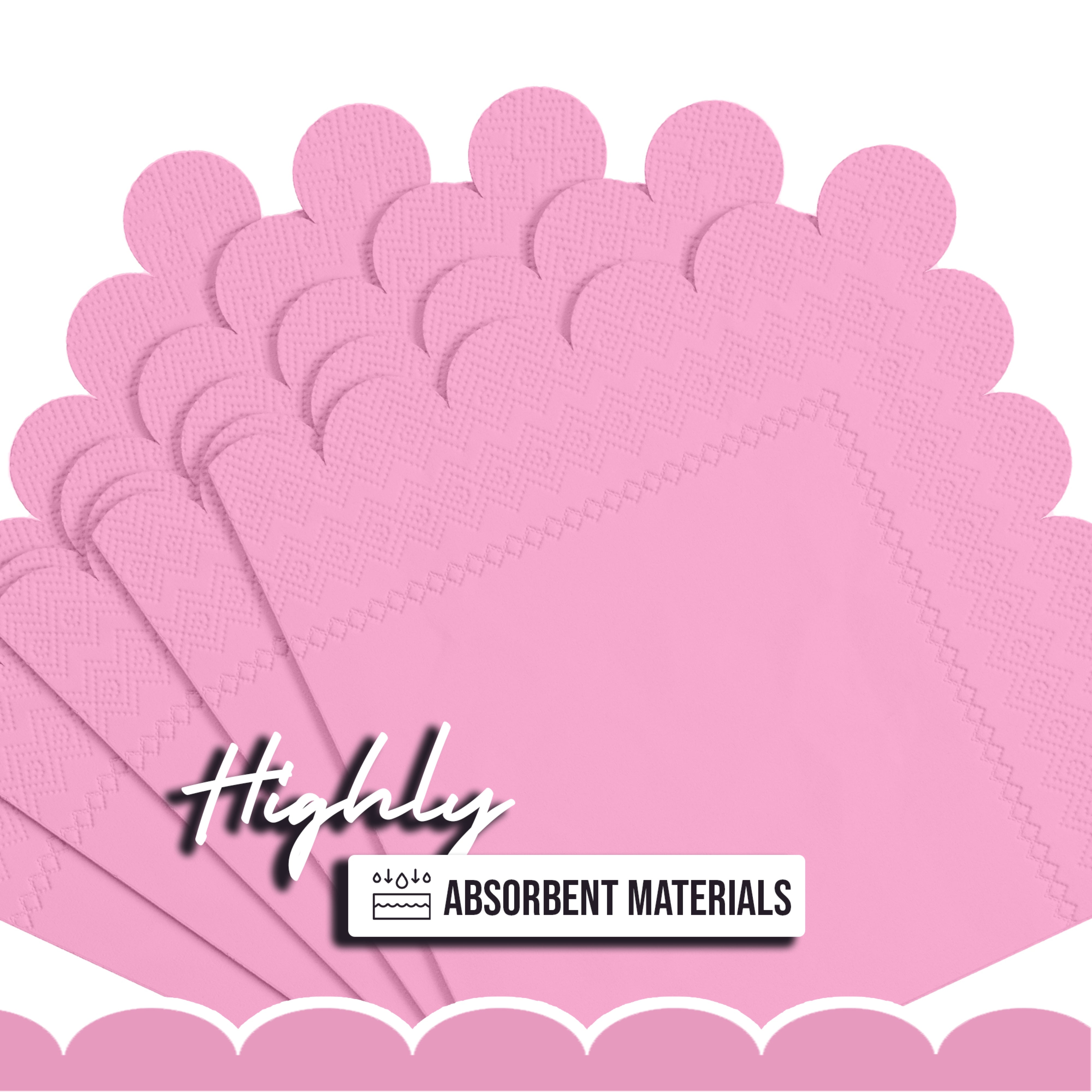 Pink Scallop Beverage Napkins - 50 Ct.