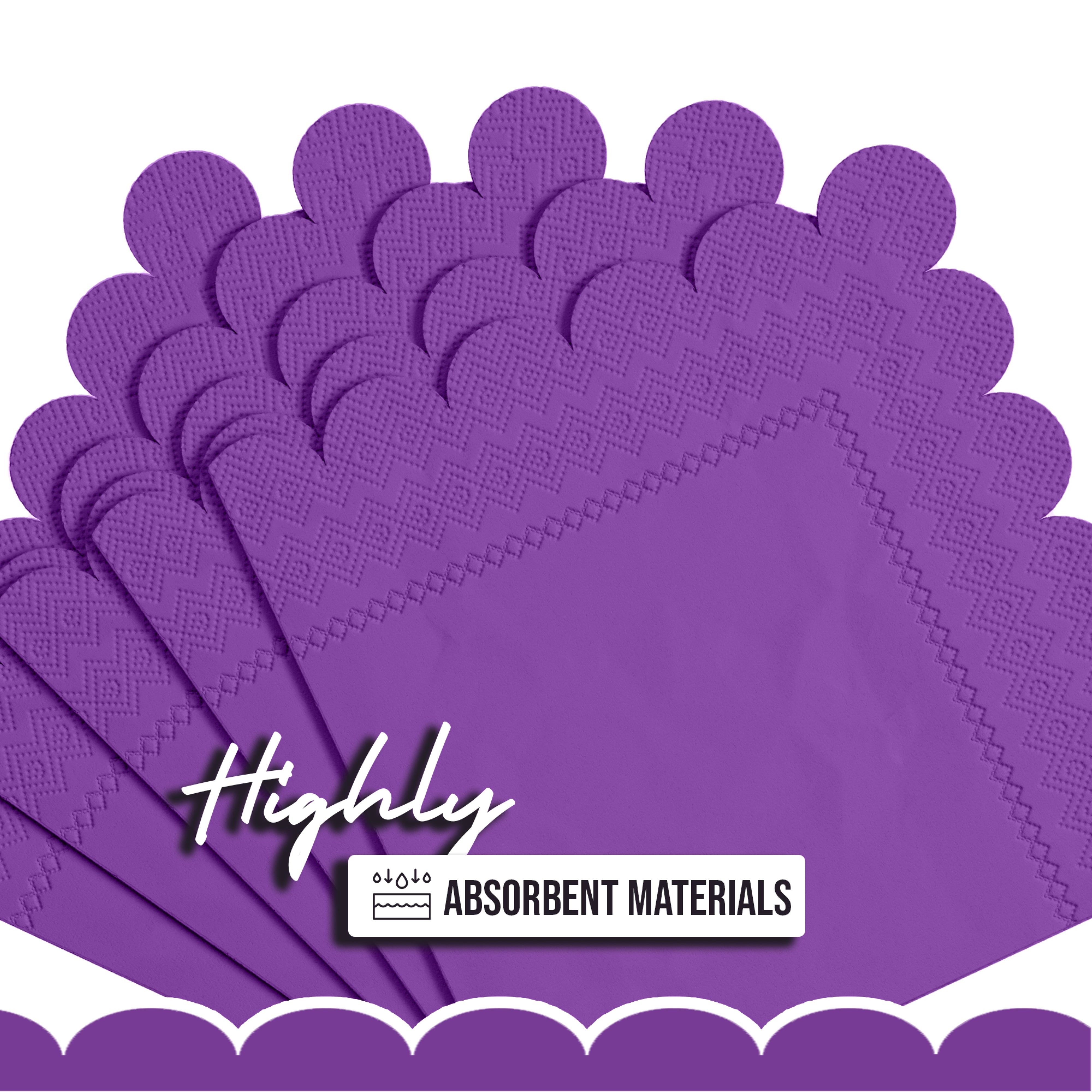 Purple Scallop Beverage Napkins - 50 Ct.