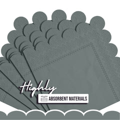 Silver Scallop Beverage Napkins - 50 Ct.