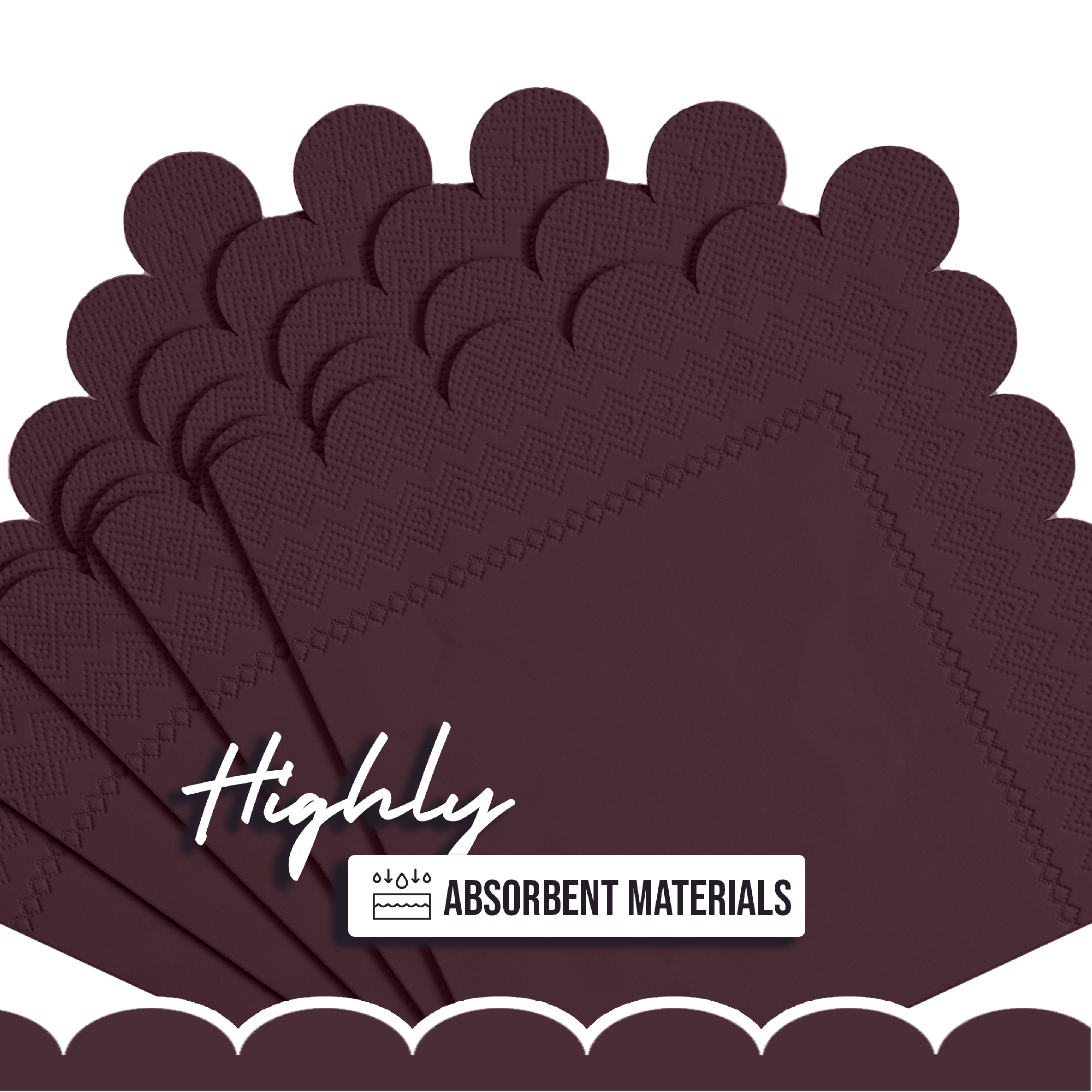 Brown Scallop Beverage Napkins - 50 Ct.