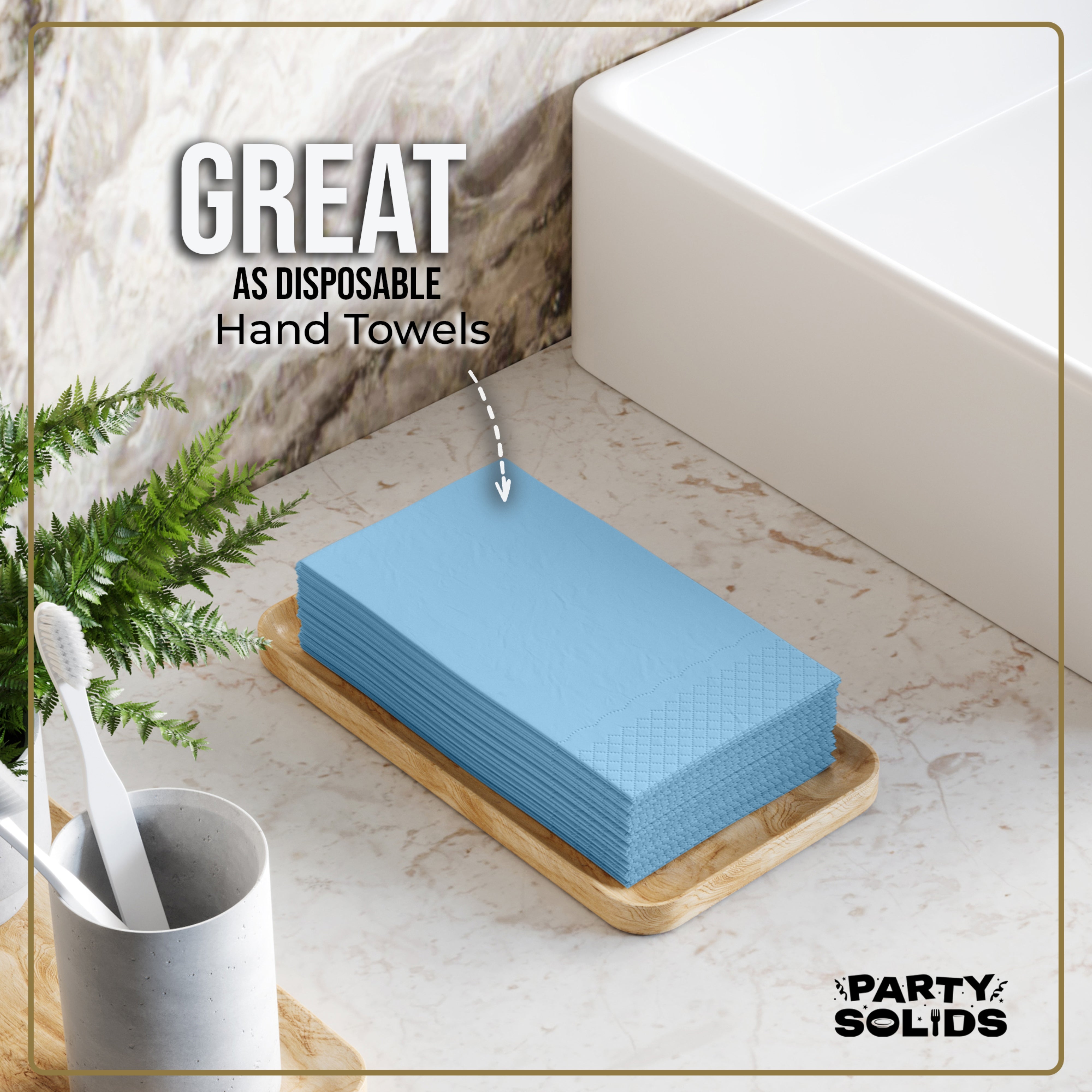 Light Blue Guest Towel Napkins - 40 Ct.